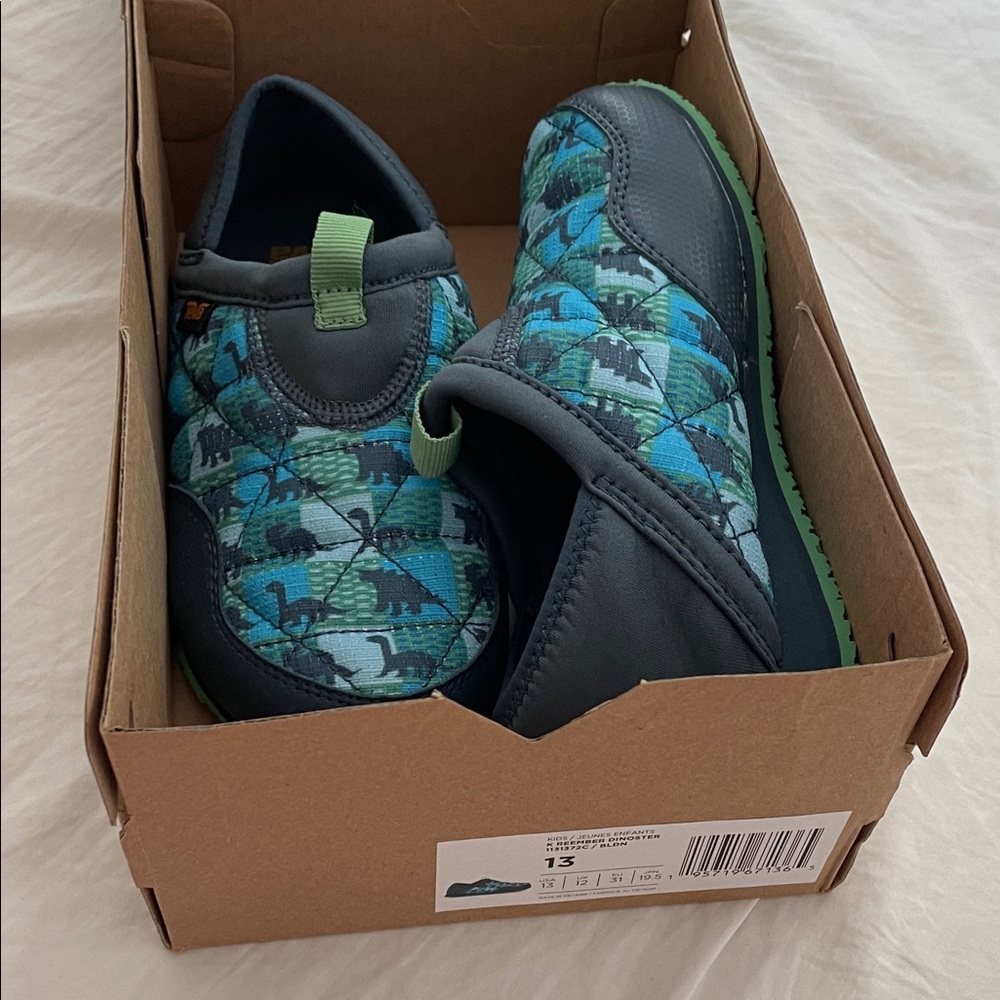 Teva Kids Dinosaur Print Shoes - Blue and Green